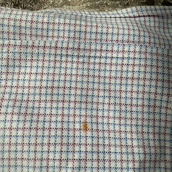 David Donahue Men’s Dress Shirt 16 34/35 Purple Check Cotton Barrel Cuff - Picture 7 of 12
